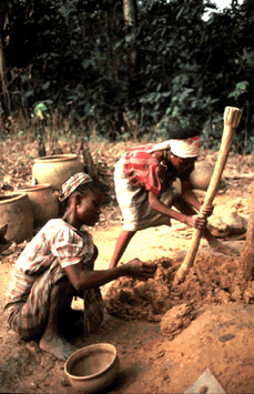 Women mining clay