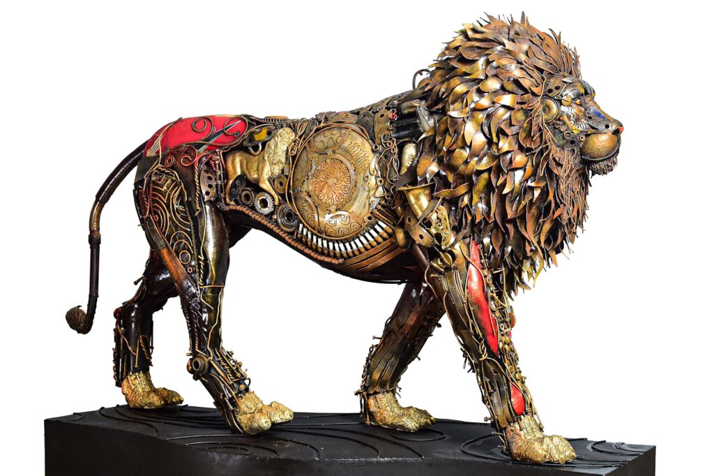 Metal scraps to an Art work [Lion] by Dotun Popoola