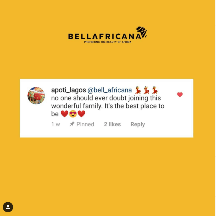 Bellafricana testimonials from the community of creative entrepreneurs in the family. Home to creative entrepreneurs