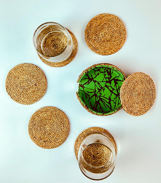 Water Hyacinth Woven Coasters & Caddy - Bellafricana launches e-commerce platform