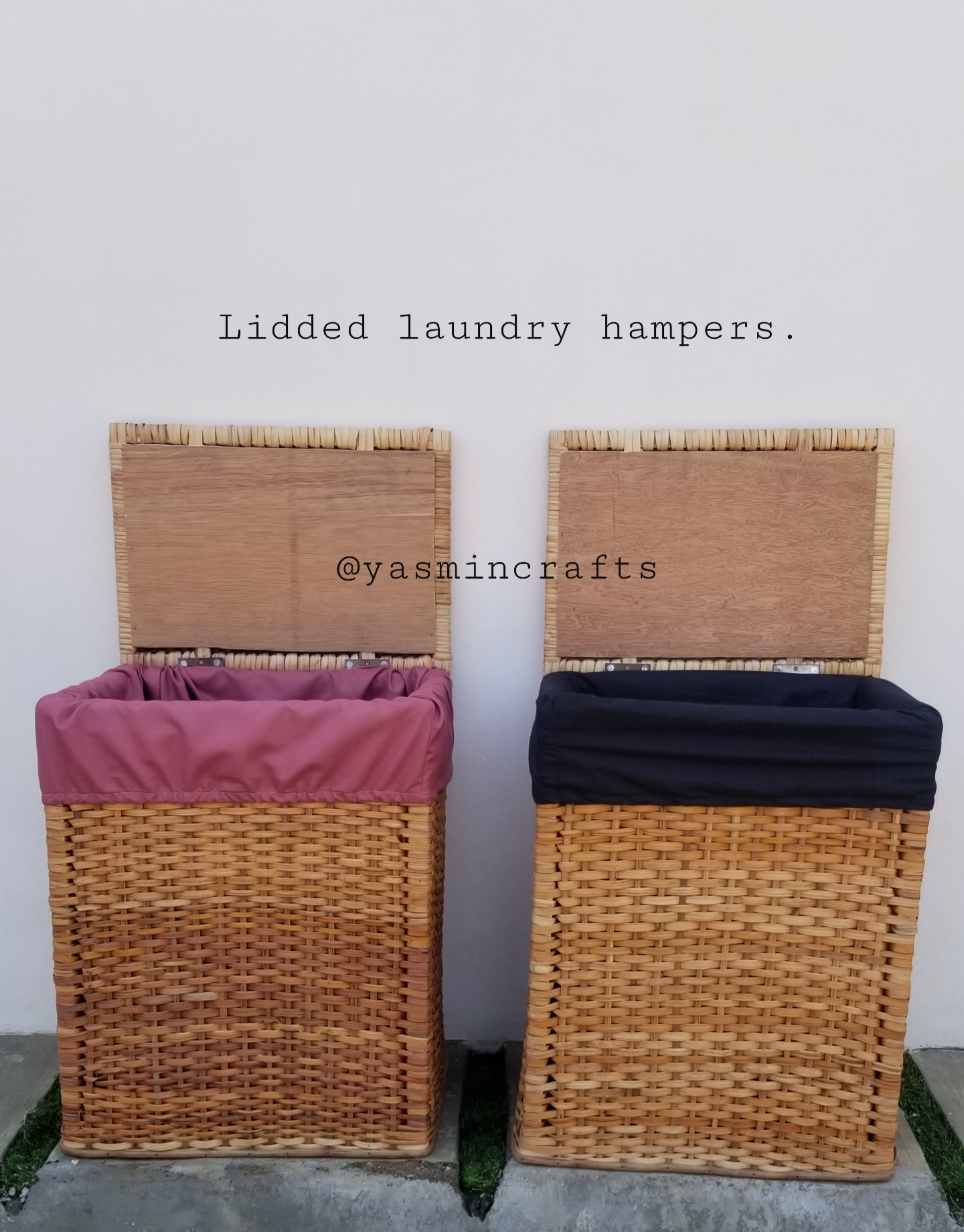 Lidded Laundry Hampers by the Founder of Yasmin Crafts