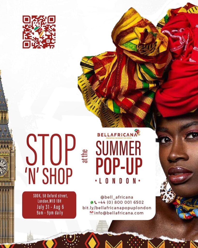 Bellafricana pop-up in London Oxford Street UK